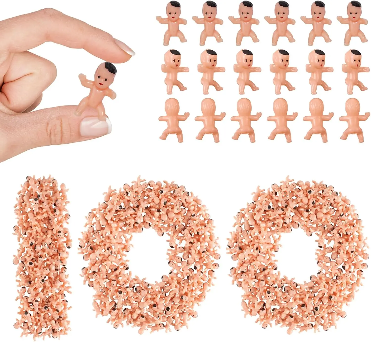 Halloween Fall Gift 100PCS Mini Plastic Babies 1 Inch – Tiny Baby Shower Favors, King Cake Babies for Mardi Gras, Party Decorations, Ice Cube Game, Reusable Cute Mini Baby Figures