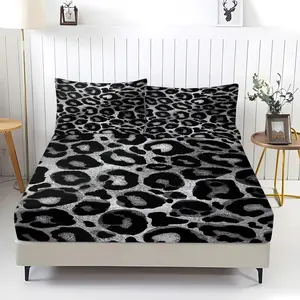 3-Piece Leopard Print Bedding Set, Comfortable Printed Pattern, Includes 1 Fitted Sheet & 2 Pillowcases, Non-Slip, Perfect Gift