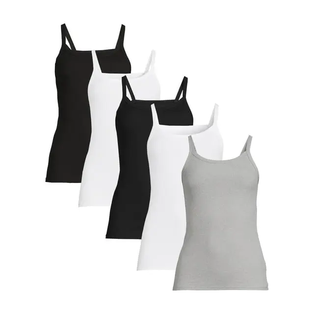 No Boundaries Rib Cami Top, 1 or 5-Pack, Women's