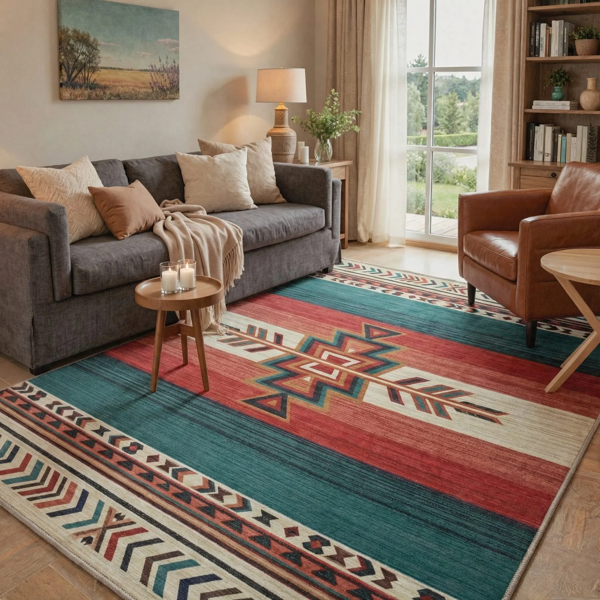 【Deals For You Days】BEIMO Area Rug – Pet Friendly, Non-Slip, Machine Washable Carpet, Soft Floor Rug, Stylish Home Decor for Living Room, Bedroom, Hallway ,ARB1601-TEAL
