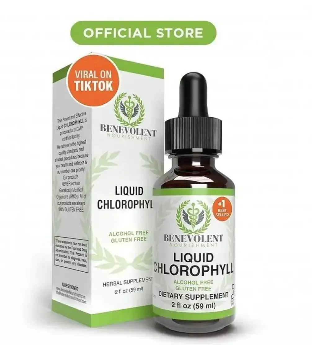 Liquid Chlorophyll Drops - Natural Detox, Body Deodorant, and Gut Health Support for Liver Wellness (4-12 Month Supply)