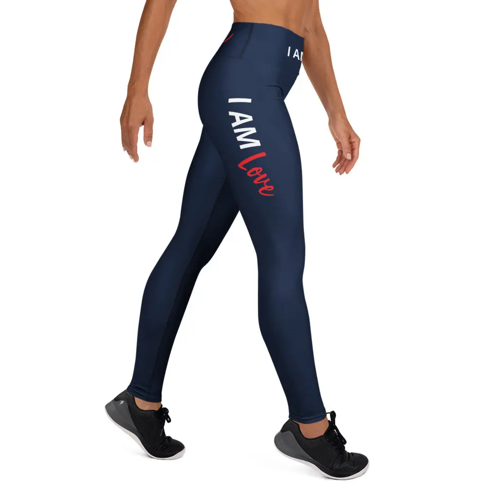 I AM LOVE Soul Motion Flow Yoga PRINT Leggings (NAVY)