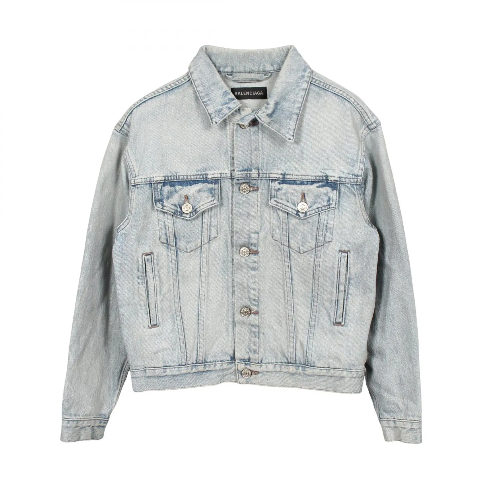 Pre-owned Balenciaga Cotton Small Leather Goods Rhinestone Denim Jacket