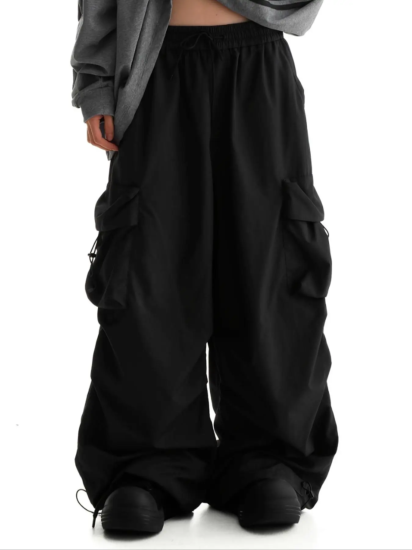 Men's Solid Pocket Drawstring Waist Wide Leg Pants, Regular Fit Casual Comfy Trousers for Daily Wear, Men's Bottoms for All Seasons