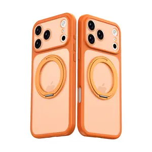 360° Rotating Magnetic Stand Smartphone Case for iPhone 17 Pro Max, Skin-Feel Instant Transformation Series, Full-Coverage Lens Protection, Anti-Drop Cellphone Casing, Handheld Electronics Accessories