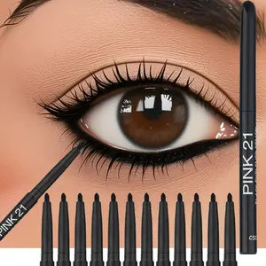 Waterproof Eyeliner (12pcs/set), Long Lasting Eyeliner Pen, Professional Daily Makeup Accessories, Eye Makeup Products for Women & Girls, Cosmetic, Eyeliner For Waterline