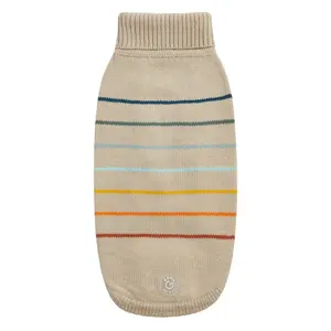 Arctic Knit Dog Sweater - Sand Cream Stripes Winter Dog Sweaters
