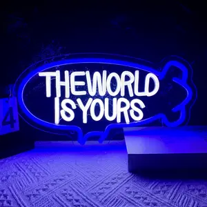 The World Is Yours Neon Sign, Dimmable USB Power for Wall Decor, Man Cave Beer Bar Game Room Wedding Birthday Party Gift