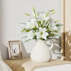 Boho Style Ceramic Vase, Polka Dot Pattern Decorative Bud Vase with Handle, Rustic Pitcher for Pampas Grass & Flowers, Farmhouse Minimalist Table Vase, Home Decorative Vase