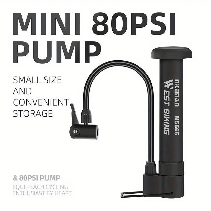 Bicycle Pump 80 PSI Bike Manual Air Pump Balloon Tire Inflator Schrader Valve Floor Pump Cycling Accesories
