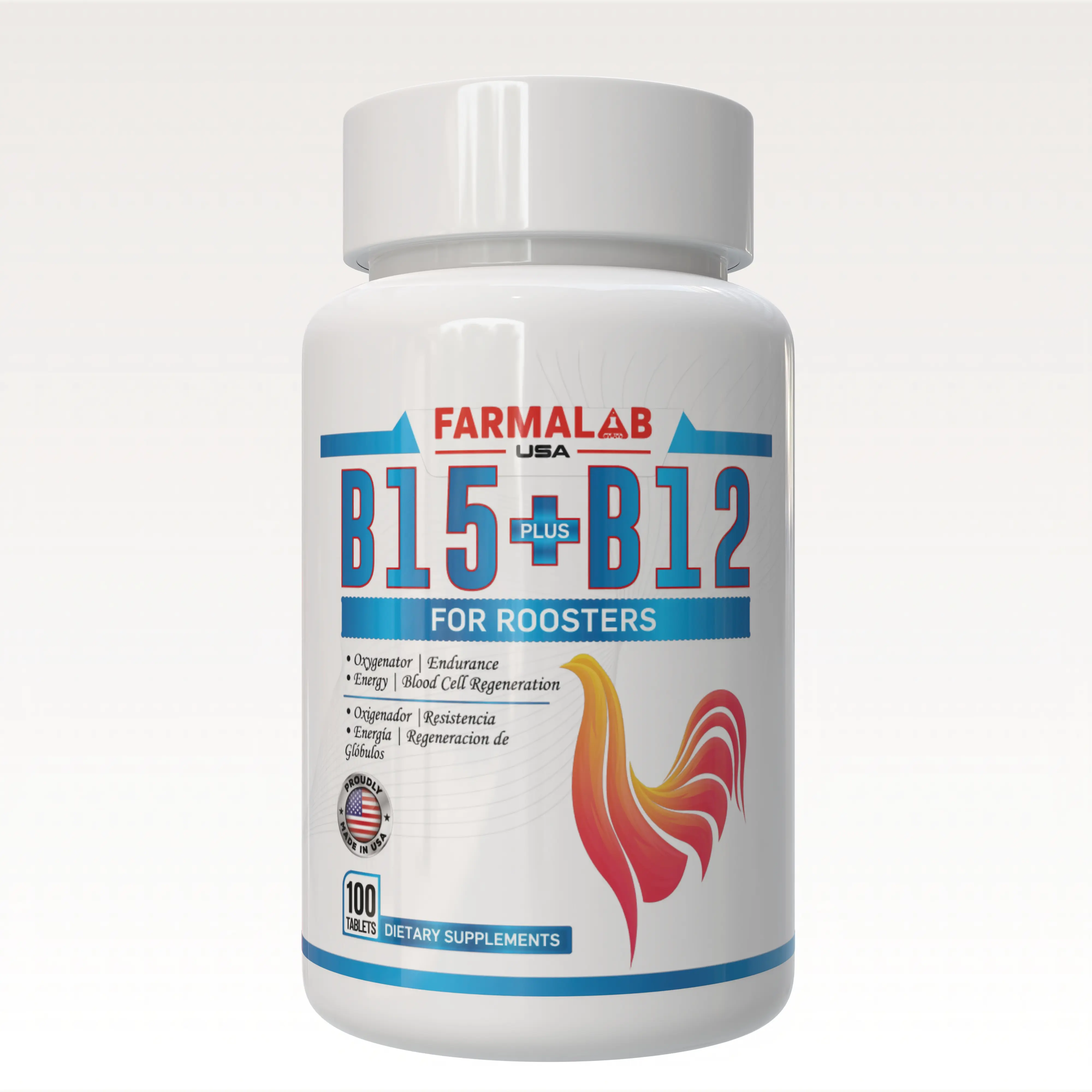 FARMALAB Vitamin B12 & B15 Bird Healthcare Tablets, 100-Count for Adult  Roosters - Healthy Red Blood Cell Stimulant, Brain & Alertness Support,  Immune Booster