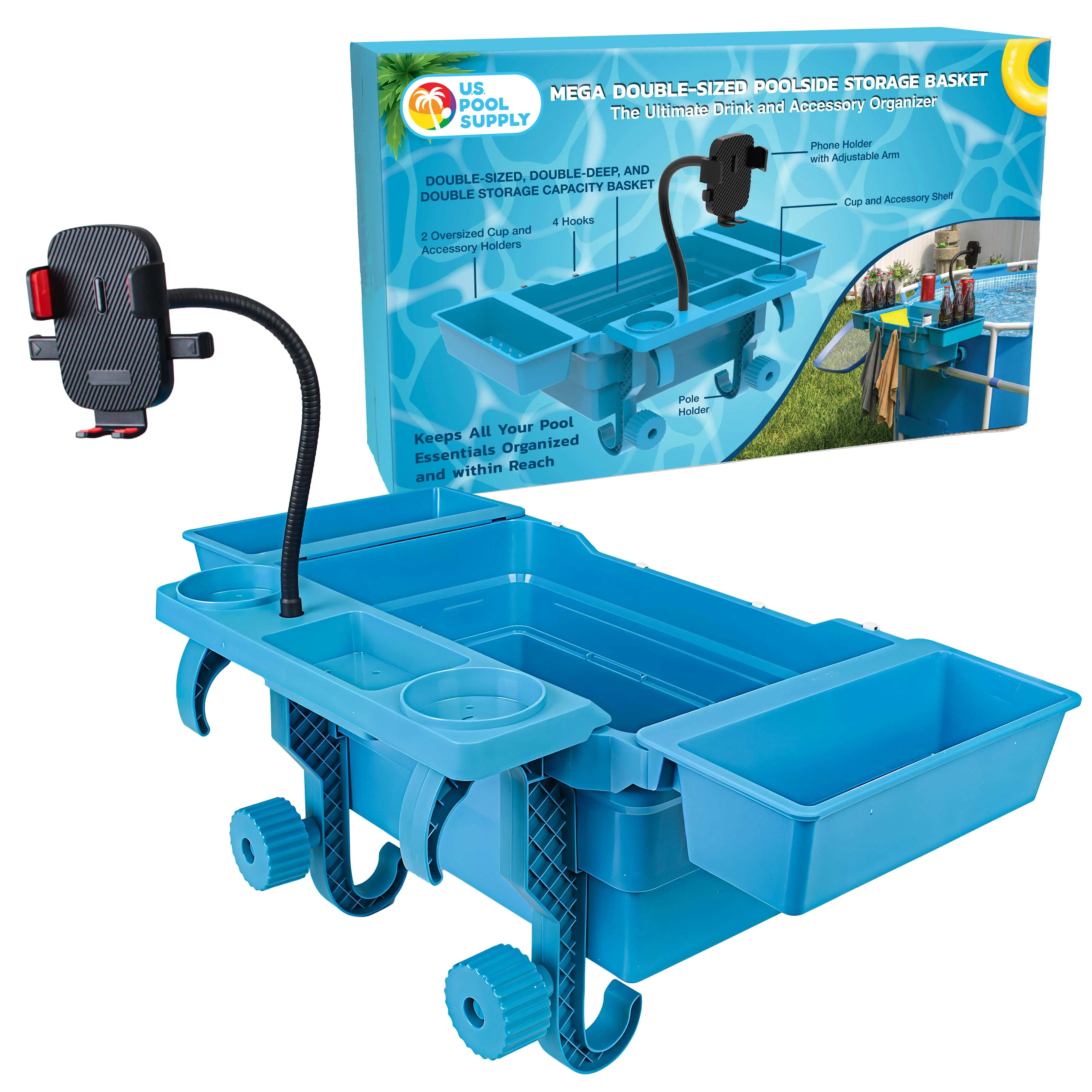 U.S. Pool Supply Extra-Large Poolside Storage Basket - Above Ground Pool