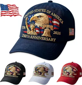 250th Anniversary USA Hat - Adjustable United States 250th Anniversary Hat Retro Embroidered Baseball Cap
