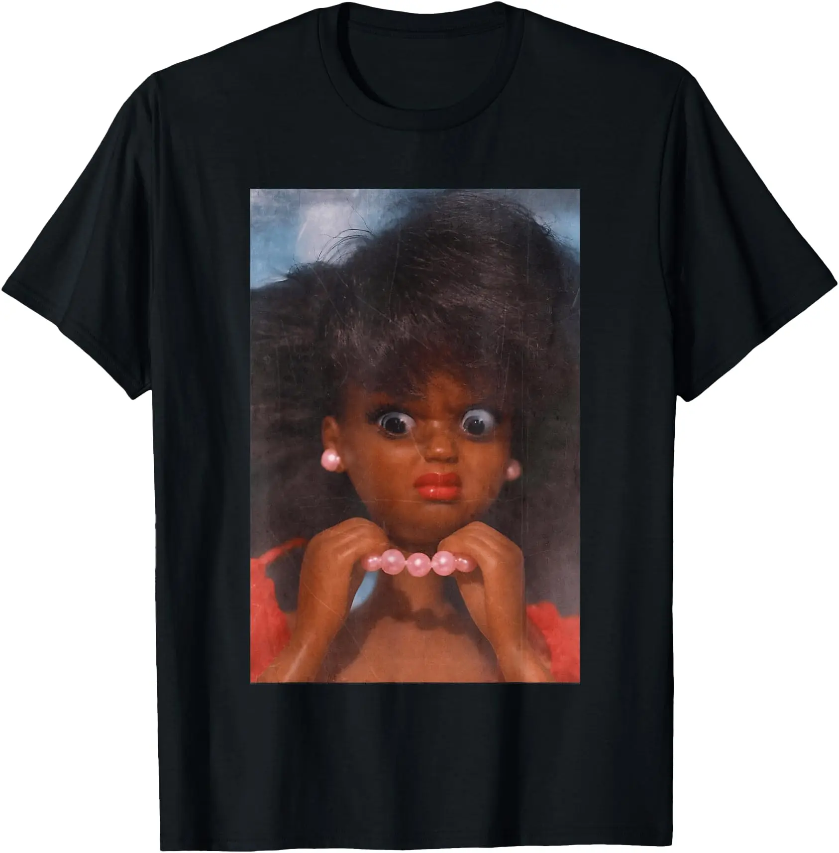 100% Cotton Black Disgusted Doll face Meme Funny Disgusting Joke T-Shirt