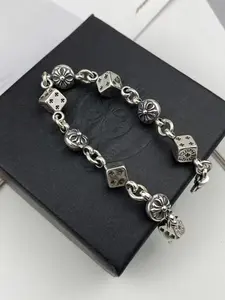 Fashion Dice Bracelet Cross Pendant Unisex Punk Hip-Hop Style, Retro Unique Cool Design, Trendy Men Women Jewelry Accessory, Trendy Jewellery Accessories Stackable Bracelets