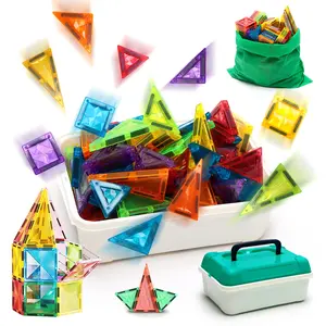 Magnetic Tiles Toy Set, Magnetic Construction Set, 42/74/126/158 Pieces Bagged Magnetic Blocks, Birthday & Holiday Gift, Suitable for Kids Aged 3+