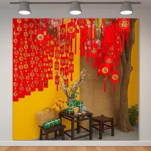 Vietnamese Lunar New Year Backdrop-Phông Nền Tết Cao Cấp/Kích Thước Siêu To/Màu Sắc Tươi Đẹp