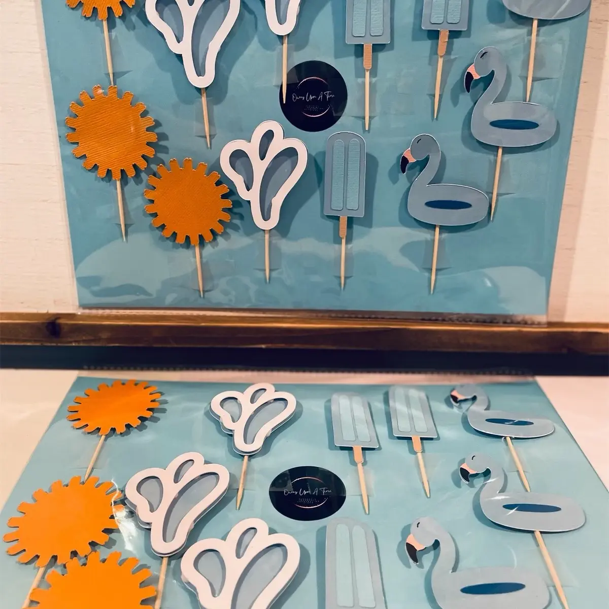 Pool Party Themed Cupcake Toppers-Flamingos & Popsicles