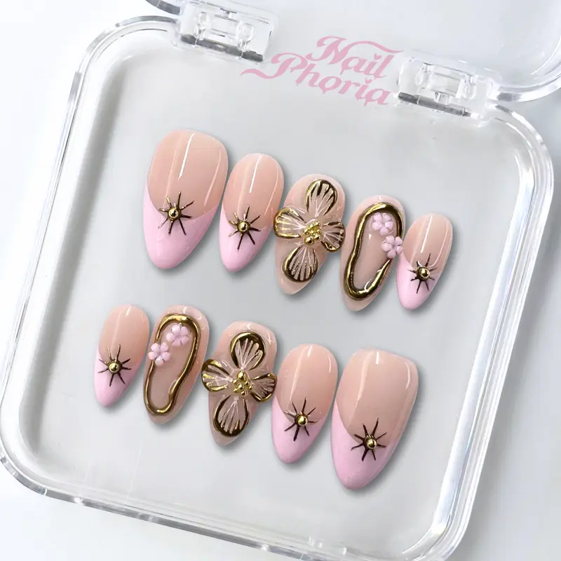 NailPhoria LIBRA BLOOM - SPRING Handmade Press-On Nails | Reusable, Salon-Quality, Long-Lasting, Glossy Design
