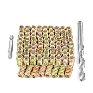 80 Pcs Wood Inserts 1/4 "- 20, Metal Headless Hex Socket Drive Nut Inserts Screws Assortment - Bolt Fastener Connector for Wood Working Tools and Accessories (1/4"-20x20mm-H)