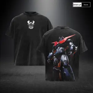 Mazinger Z Mecha Washed Tee – Retro Mecha Robot Vintage Graphic T-Shirt, Oversized Streetwear Heavy Cotton Top, Anime Mecha Fan Gift, Classic Washed Graphic Tee for Collectors