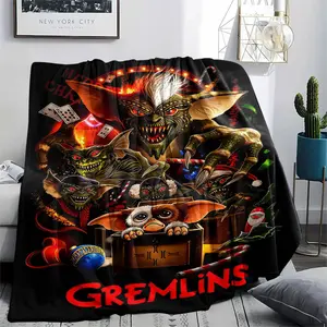GREMLINS (27) Soft and Comfortable Flannel Blanket with Cartoon Design, Machine Washable Seasonal Throw for Home Living Room Napping Camping, Air Conditioner Blanket, Teen Room Holiday Decoration