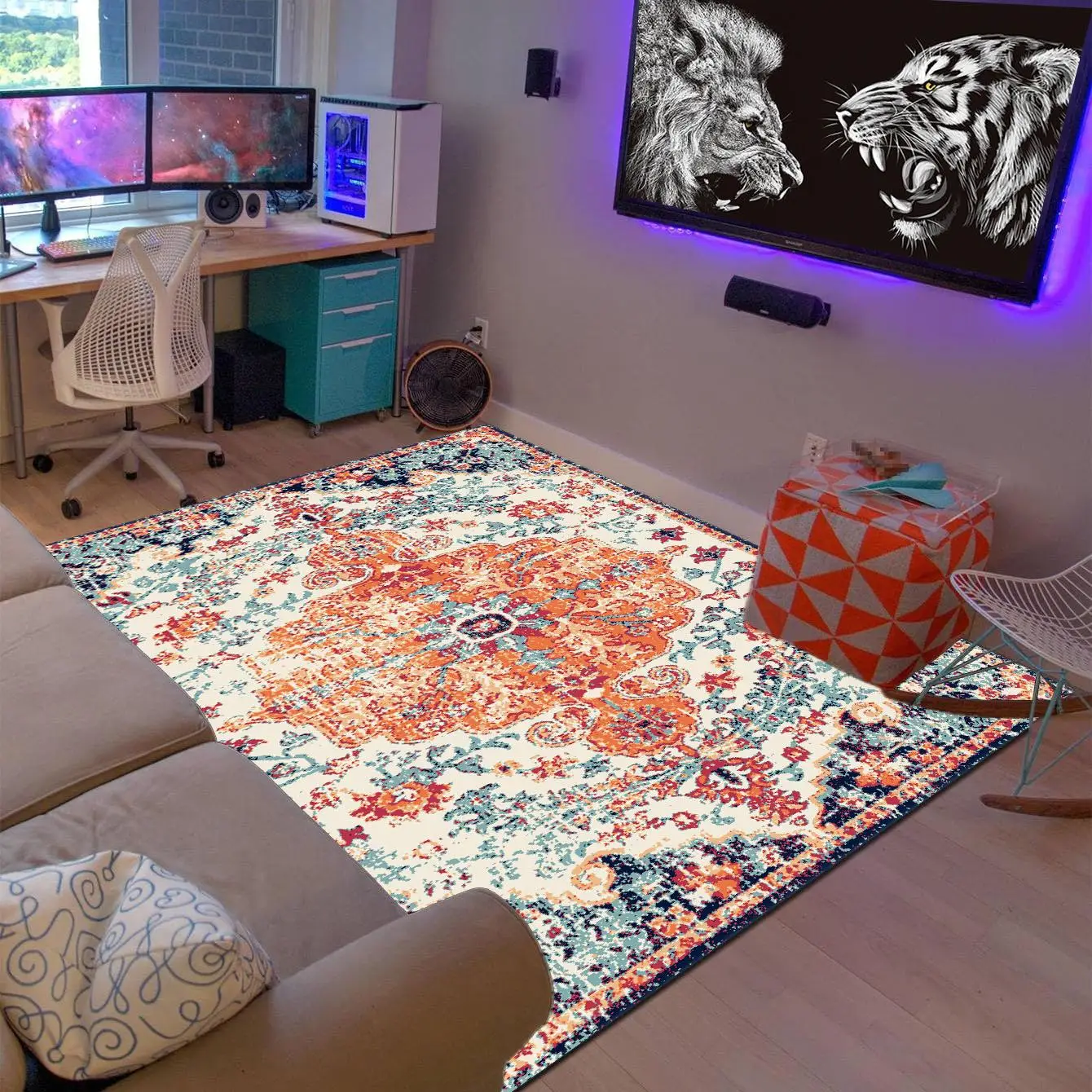 Creative Pattern Large Rug, 1 Count Soft Home Decoration Kitchen Rug with Skid-proof Backing, Cool Bedroom Accessories, Room Decor, Practical & Soft R