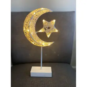 Crescent moon and star light up stand Decoration