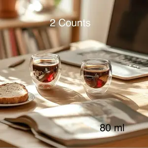 Duo Cup | Crystal Clear Double Wall Coffee Glasses, Durable & Elegant, for Hot or Cold Drinks Transparent Tea