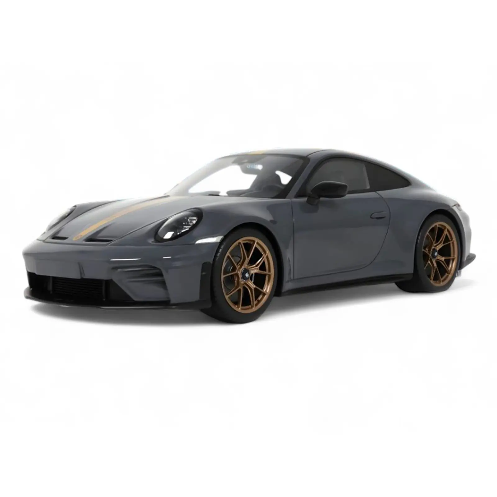 2025 Porsche 911 (992.2) GT3 Touring Gray with Gold Stripe 1/18 Model Car by GT Spirit