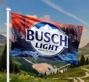 Busch Light Wilderness Flag - Rustic Forest River Beer Outdoor Banner - Hunting Cabin Lake House Decor