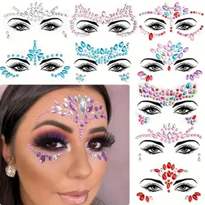 Fast Delivery 5-Piece Face Jewelry Stickers Set, Diverse Looks, Artistic Expression, Shiny Rhinestone Decorations, Mermaid Style Party & Festival Decoration (colors Random)
