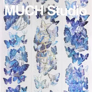 1pc (6*100cm) Blue Dome Cage, Combined Sticker of Blue Butterfly Cage, High-End Craft PET Tape, Exquisite Pattern, Versatile and Practical, Perfect for Scrapbooking, Journal Decoration, Diaries, Notebooks, Greeting Cards, Photo Frames and More