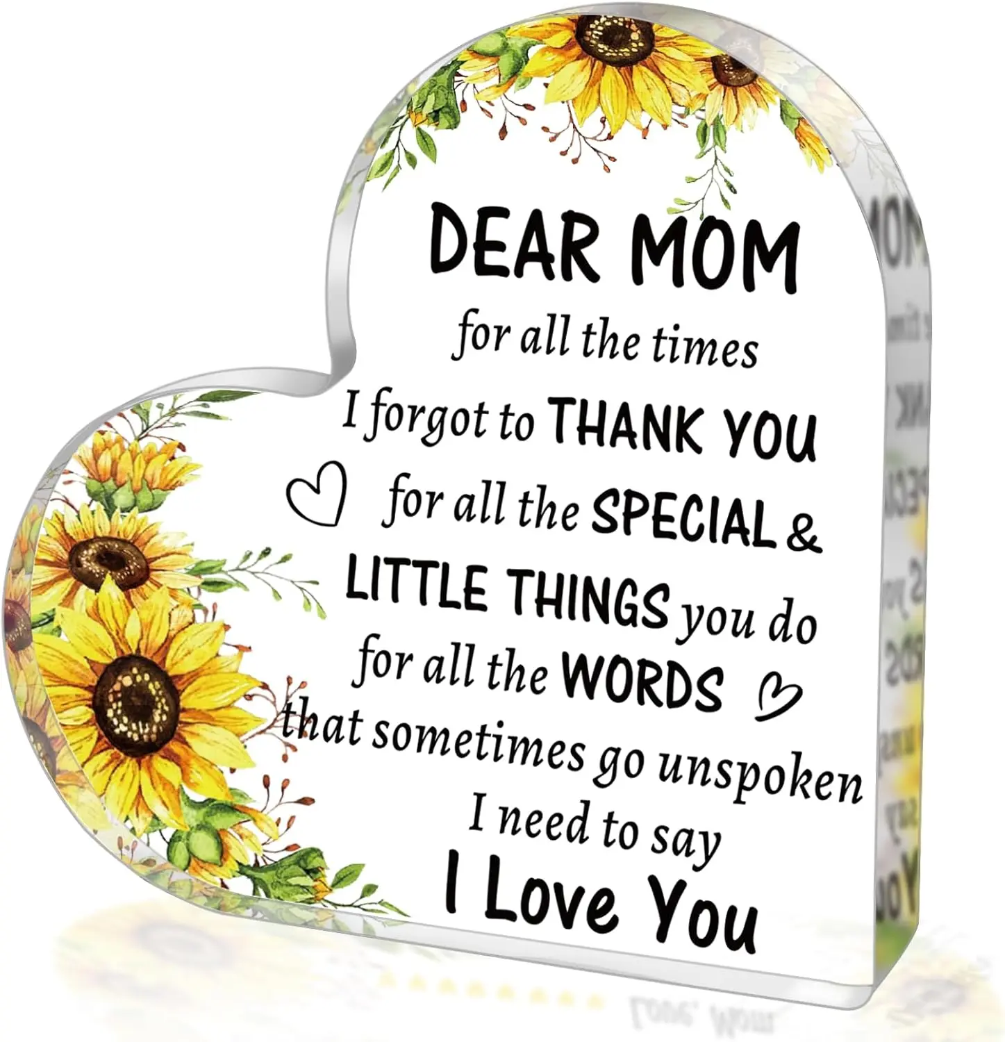DUJO Custom Heart Acrylic Sign for Mother's Day - Personalized Gift for Mom  - Engraved Keepsake, Sentimental Home Decor, Mothers Day Gifts for Mom from Daughter Son