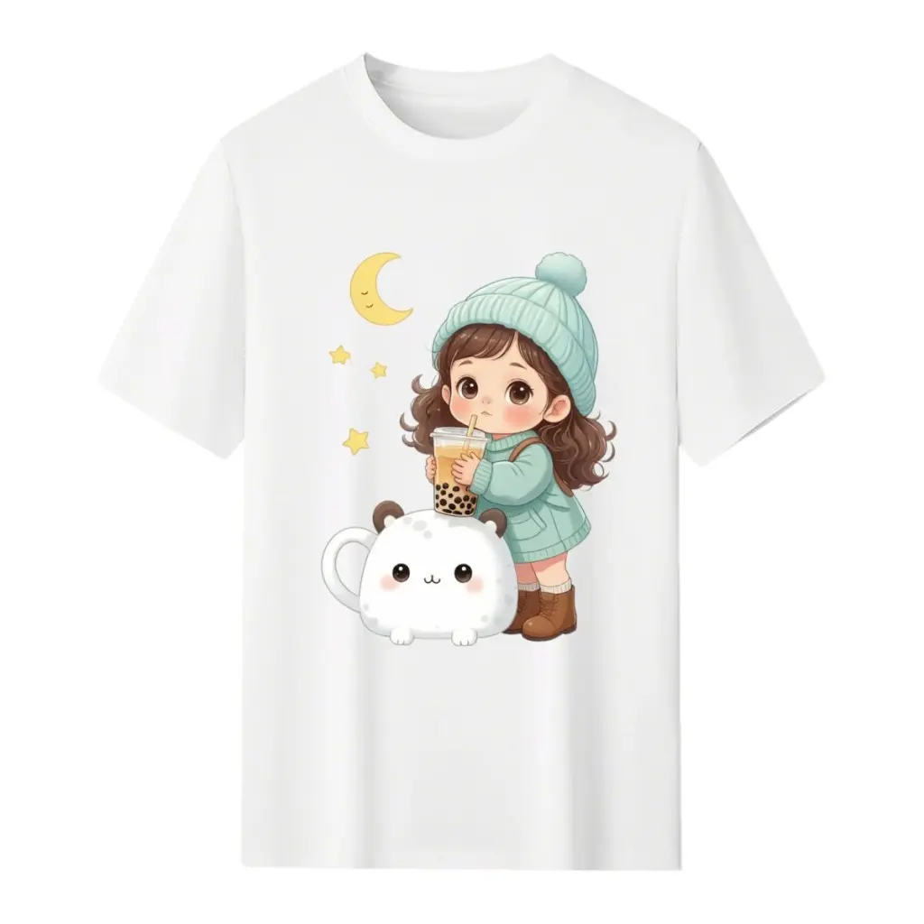 Women Kawaii Boba Tea Graphic T Shirt Y2K Cute Bubble Tea Chibi Print Short Sleeve Elastic Top Oversized Streetwear Retro Casual Beach Tee Anniversary Gift for Her Summer 2024