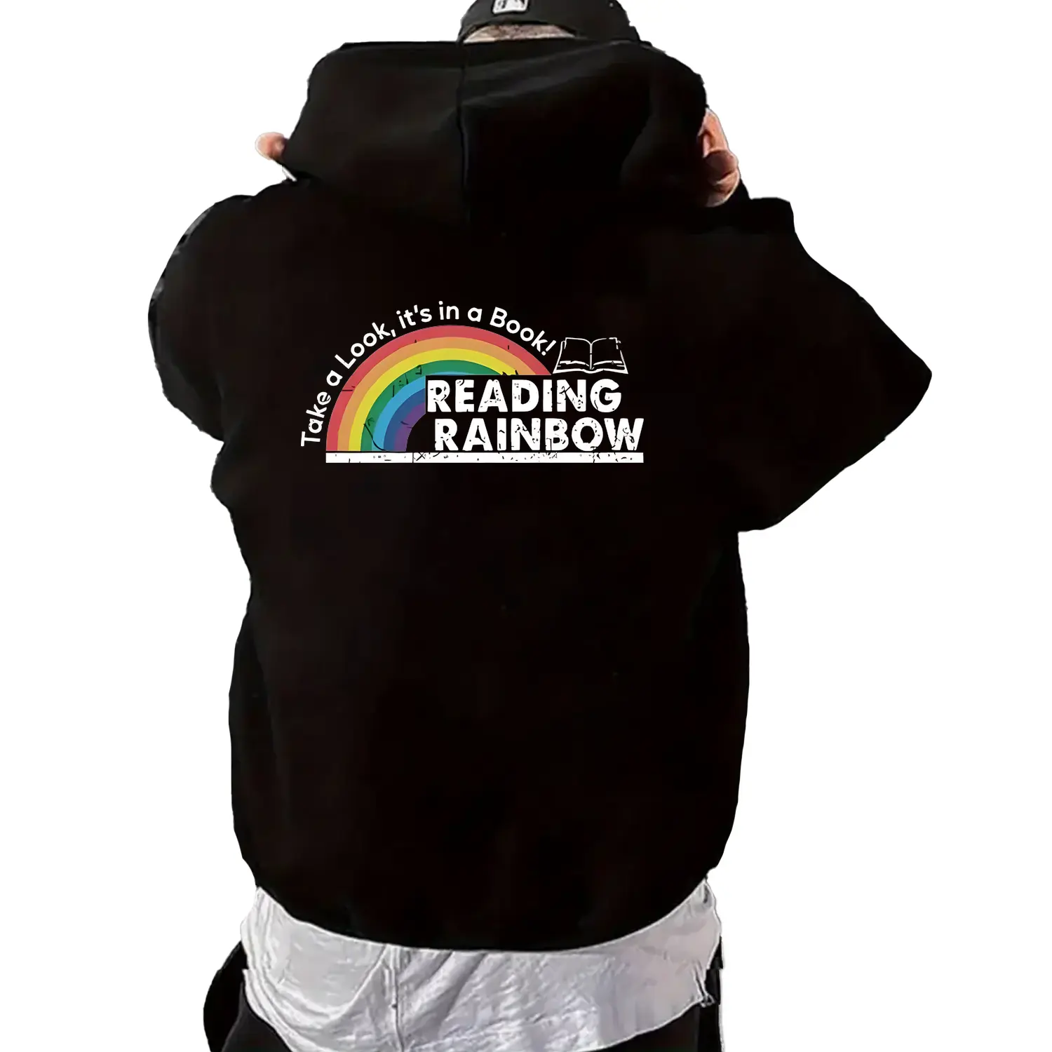 Casual trendy rainbow design hoodie sweatshirt for women