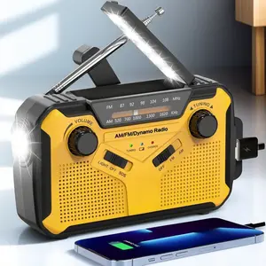 Solar Powered Emergency Radio with Flashlight, Portable AM/FM Weather Radio, 2500mAh Power Bank, Reading Light & SOS Alarm, Survival Gear for Camping, Hiking, Outdoor Adventures & Power Outages
