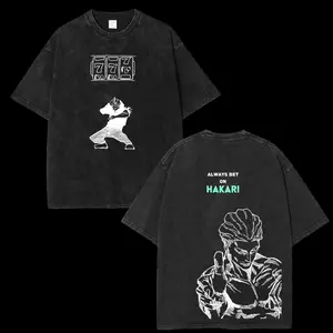 Vintage Washed Hakari Jujutsu Kaisen Oversized T‑Shirt From fashion wear, 777 Lucky Slot Print Streetwear Tee, Anime Character Casual Short Sleeve Top, Loose Stylish Shirt For Men Women, Trendy Daily Outfit For JJK Fans