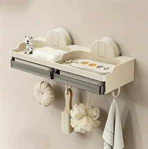 Suction Cup Soap Holder - No Drilling Wall Mounted, Self-Draining Anti-Mold Soap Dish, Strong Grip Waterproof Bathroom Soap Rack for Shower & Sink