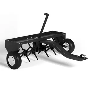 40"/48" Tow Behind Lawn Plug Aerator with Steel Tines & Gloves, 100 lb Weight Tray, Universal Hitch & Wheels
