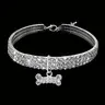 3 rows of rhinestone elastic necklace dog chain cat crystal collar pet supplies small dog jewelry, Pet dog rhinestone adjustable necklace Puppy
