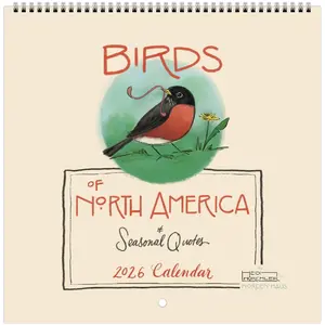 Birds of North America Wall Calendar 8.5 x 8.5" | Hand-Drawn Bird Art & Seasonal Quotes | Nature Calendar
