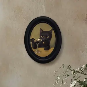 French Vintage Cat Wall Art Prints, Gothic Style Artistic Decor, Perfect for Halloween, Christmas, Thanksgiving, Bar and Restaurant Walls Decoration