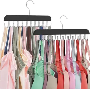 Bra Hangers for Closet Organizer 2 Pack, Tank Top Hanger 20 Hooks Capacity Foldable  Space Saving Hanger Closet Organizers and Storage for Dorm & Apartment for Tank Top, Bra, Scarf (2)