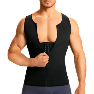 CATTIBOR Menswear Neoprene Sauna Tank Top,Men Sport Vest ,Men Sleeveless Front Zipper & Eyes Vest Tank Top For Running Fitness Undershirt Body Shaper,Waist Trainer Sport Shirt ,Men Sport Underwear