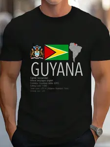 100% Cotton Guyana TShirt Tee T Shirt T-Shirt Women's Men's Graphic Tee Crew Neck summer vacation Tops