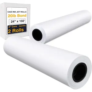 Wide Format Plotter Paper, 24 In x 150 Ft, 2 Rolls, CAD Bond, 20lb Bond  2" Core for CAD Ink Jet Printers