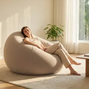 Lazy Person Inflatable Sofa Chair, Soft Comfortable Bean Bag, Flocked fiber cushion, Indoor Outdoor Reading Couch, Living Room & Camping, Beanbag