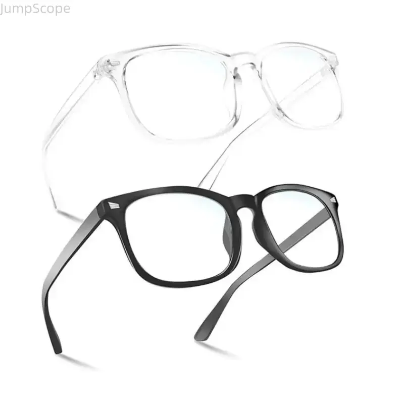 Retro Square Blue Light Glasses 2 Pack, UV400 Protection, Reduce Screen Fatigue for Office & Gamers Clear & Black Frame, Anti-Glare Eyewear for Phone & Laptop