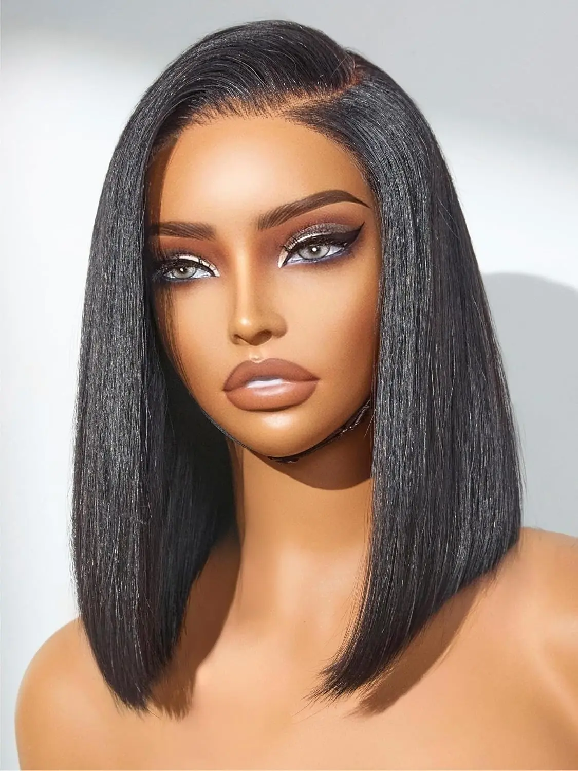 3*1 lace 150%density  YAKI HAIR Bob Wig 100% Human Hair Wigs  Lace Front  Bob, Pre Cut Plucked Hd Lace Short Wig Ready To Go Natural Color Straight Bleached Knots Side Part Black Wigs